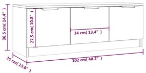 Móvel p/ TV 102x35x36,5 cm madeira processada cinzento cimento