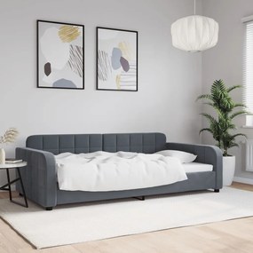 Sofá-cama 100x200 cm veludo cinzento-escuro