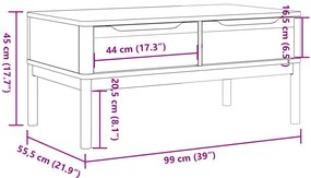 Mesa de centro FLORO 99x55,5x45 cm pinho maciço castanho mel