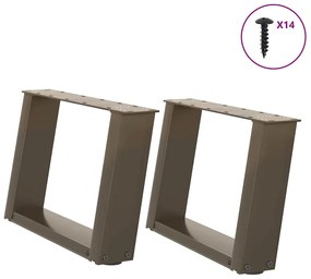 vidaXL Pés para mesa de centro em formato de U, 2 peças, aço natural, 50x(30-31) cm, aço