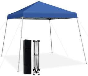 Tenda ao ar livre 3x3m com toldo pop-up com proteção solar de perna inclinada UPF50+ azul
