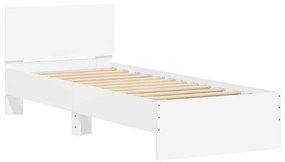Estrutura de cama c/ cabeceira e luzes LED 90x190 cm branco