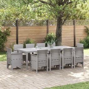 vidaXL Conjunto de Jantar com 11 Peças com Almofadas Cinza Claro Rattan Sintético