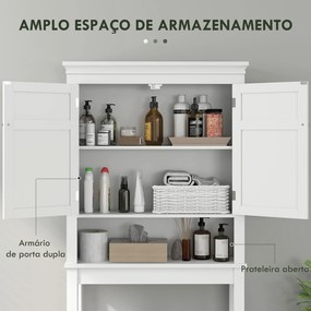 Móvel sobre Sanita Armário para Máquina de Lavar Roupa com 2 Portas Compartimento e Prateleira Ajustável 70x20x175 cm Branco