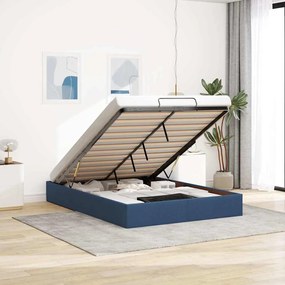 vidaXL Estrutura de cama otomana sem colchão 140x200 cm tecido azul