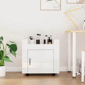 vidaXL Carrinho secretária 60x45x60cm deriv. madeira branco brilhante