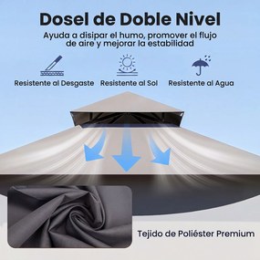 Tenda de Jardim para Churrasco (GRELHADOR NÃO INCLUIDO), 244 x 148 x 254 cm, Toldo Ajustável, Cinzento