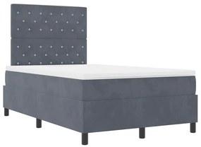 Cama Box com Colchão e LED VidaXL Cinza Escuro 120x190 cm Veludo