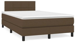 Cama boxspring com colchão 120x190 cm tecido castanho-escuro