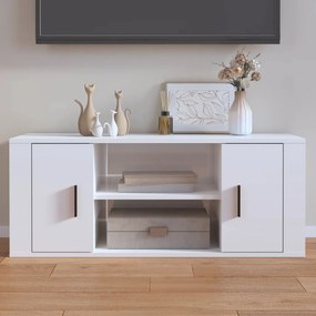 vidaXL Móvel para TV 100x35x40 cm madeira processada branco brilhante