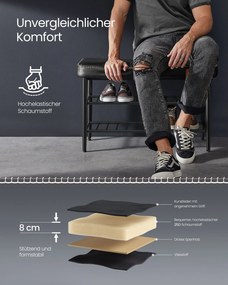 Banco de sapatos Coleção EKHO 30 x 80 x 50 cm Preto