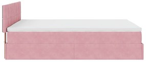 Estrutura de cama otomana com colchão 140x190 cm veludo rosa