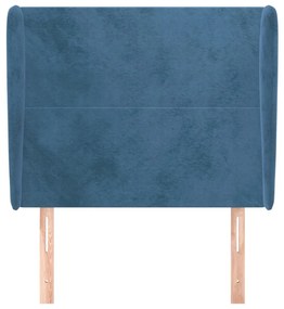 Cabeceira cama c/ abas veludo 93x23x118/128 cm azul-escuro