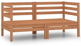 vidaXL Sofás canto p/ jardim 2 pcs madeira pinho maciça castanho mel