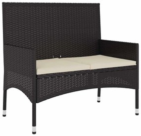 6 pcs conjunto lounge de jardim c/ almofadões vime PE preto