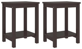 vidaXL Mesas de cabeceira 2pcs 35x30x47cm pinho maciço castanho-escuro