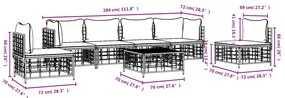 7 pcs conjunto lounge de jardim c/ almofadões vime PE antracite