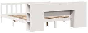 Cama com estante sem colchão 200x200 cm pinho maciço branco