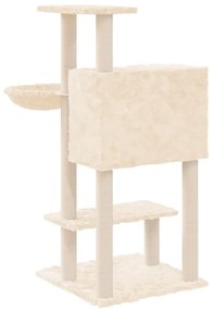Árvore p/ gatos c/ postes arranhadores sisal 108,5 cm cor creme