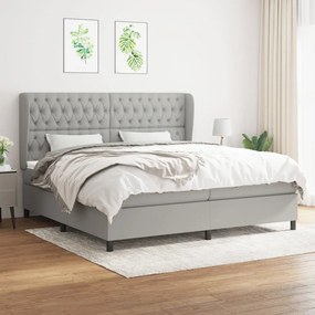 vidaXL Cama com molas/colchão 200x200 cm tecido cinza-claro