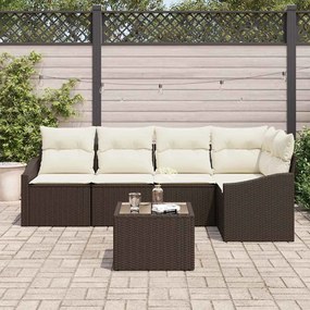 Conjunto de Jantar de Jardim com 5 Peças e Almofadas Cinza em Rattan P