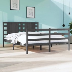 vidaXL Estrutura de cama 140x200 cm madeira de pinho maciça cinzento