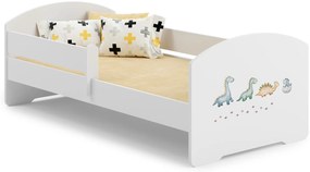 Cama infantil Luk dinossauros 140x70 branca - colchão e estrado incluído