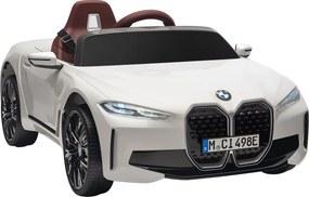 HOMCOM Carro Elétrico para Crianças BMW i4 12V com Controlo Remoto Música MP3 Ecrã Luzes e Cinto de Segurança 115x67x45 cm Branco | Aosom Portugal