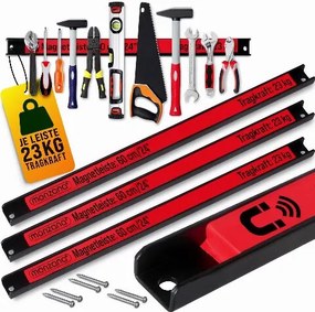 Conjunto de 3 suportes magnéticos para ferramentas, 60 cm Vermelhas