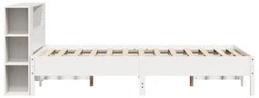 Cama com estante sem colchão 120x190 cm pinho maciço branco