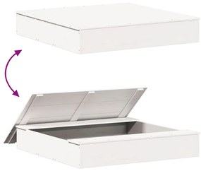 Caixa de areia com cobertura 111x111x19,5cm pinho maciço branco