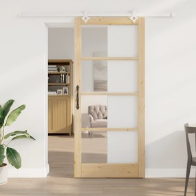 Conjunto de Porta Deslizante vidaXL com Hardware 93x211 cm Madeira Mac