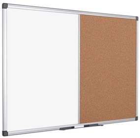 Bi Office - Quadro Combinado Maya 100x200 cm Cortiça / Branco Magnético com Moldura de Alumínio