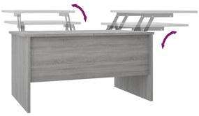 Mesa de centro80x50x42,5cm derivados de madeira cinzento sonoma