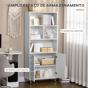 Armário/Estante Lorenzo - Cor Branco - 70x29,5x167cm - Design Moderno