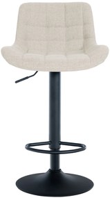 Banco de bar Tover em tecido e com estrutura preta 48 x 81-105 x 54 cm Creme