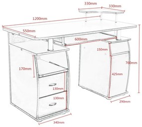 Mesa Computador Madeira Secretária para Escritório 120 x 55 x 85 cm Branco