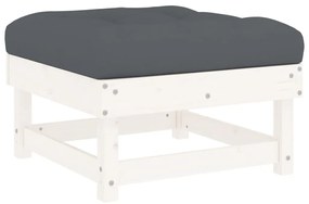 7pcs conjunto lounge jardim c/ almofadões madeira maciça branco