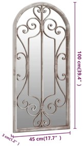 Espelho de jardim p/ uso exterior ferro 100x45 cm cor de areia