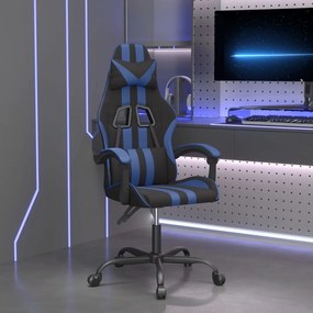 vidaXL Cadeira gaming giratória couro artificial preto e azul