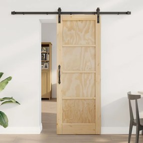 Porta Deslizante vidaXL com Conjunto de Dobradiças 73,5x198,5 cm de Madeira de Pinho Sólida