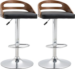 HOMCOM Conjunto de 2 banquetas de bar Altura do assento regulável giratórias 360° revestimento sintético Preto Encosto vazado | Aosom Portugal
