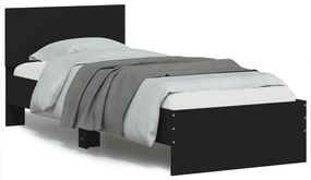 Estrutura de cama com cabeceira e luzes LED 90x200 cm preto