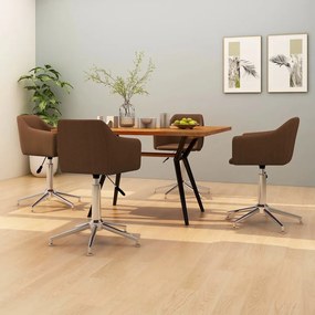 vidaXL Cadeiras de jantar giratórias 4 pcs tecido castanho