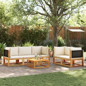 vidaXL 6 pcs conjunto de sofás de jardim com almofadões acácia maciça