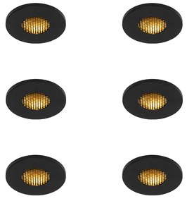 Conjunto de 6 focos embutidos modernos para casa de banho pretos IP54 - Shed Honey