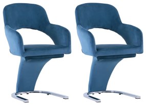 vidaXL Cadeiras de jantar 2 pcs veludo azul