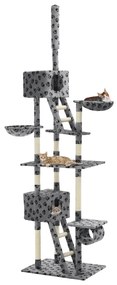 vidaXL Árvore p/ gatos c/ postes arranhadores sisal 230-260cm cinzento