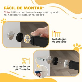 Barreira de Segurança para Cães Extensível para Escadas e Portas 75-95 cm com 1 Extensão e 10 cm Altura 76 cm Preto