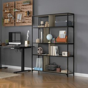 Estante de arrumação com 5 prateleiras, estrutura em aço, estilo industrial - 120 x 30 x 161 cm